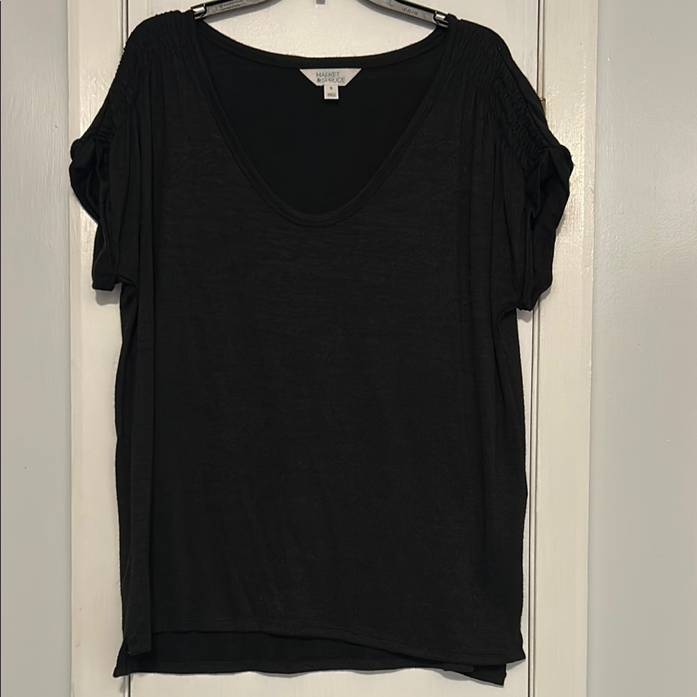 Market & Spruce Black Oversized Short Sleeve Shirt